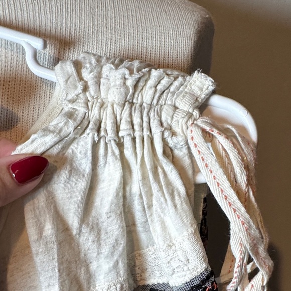 Free People Cream Blouse with Black and Pink Accents - Picture 5 of 7